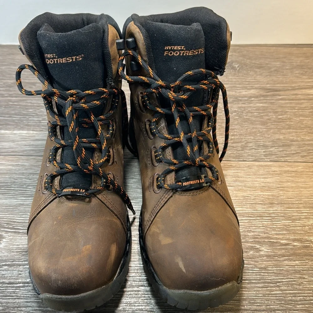 Hytest work boots steel toe waterproof leather boots men’s size 8.5